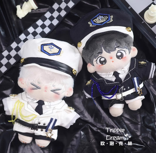 10cm Plush Doll Clothes – Black & White Uniform