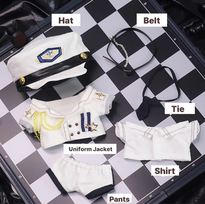 10cm Plush Doll Clothes – Black & White Uniform