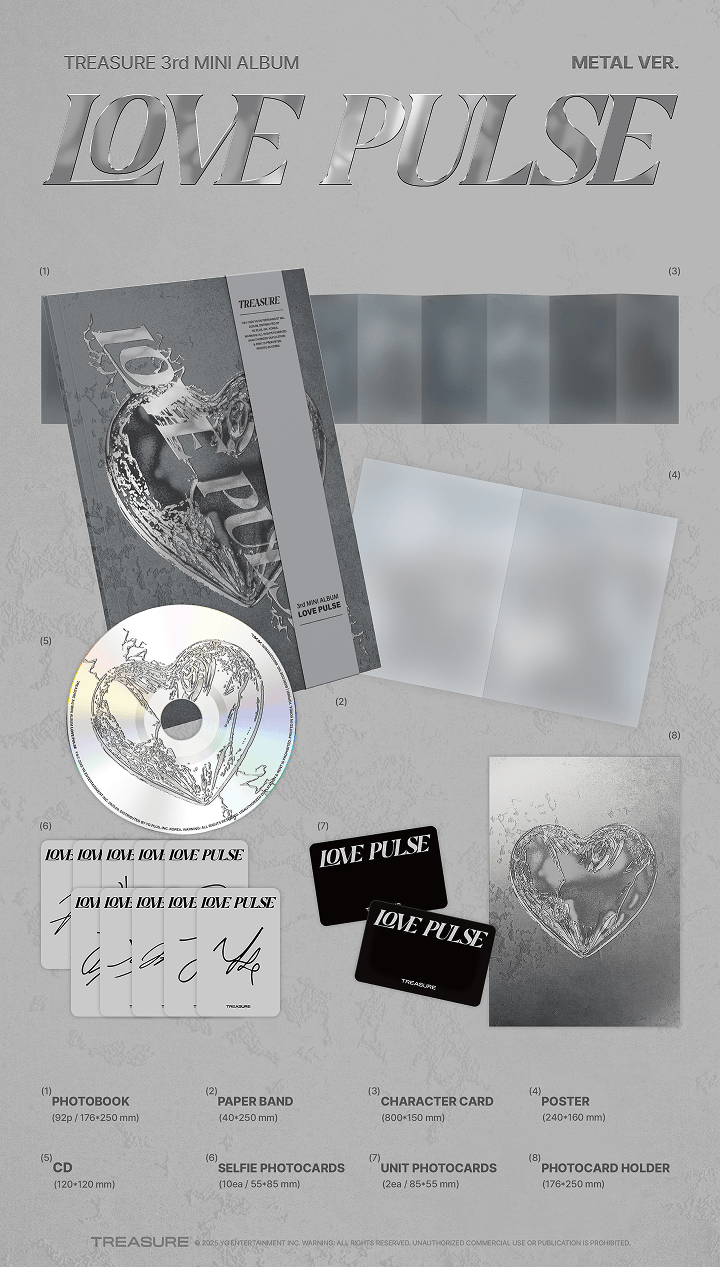 TREASURE 3rd MINI ALBUM [LOVE PULSE] METAL & STREET & ROCKCHIC VER. (Set)