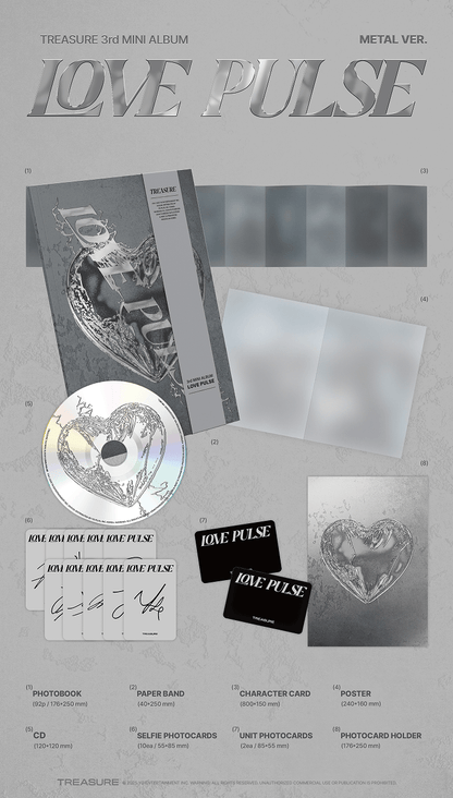 TREASURE 3rd MINI ALBUM [LOVE PULSE] METAL & STREET & ROCKCHIC VER. (Set)