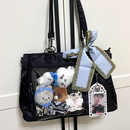 Black Shoulder Bag - Ita Crossbody Bag, Pin Display Bag, Itabag, Window Bag, Anime Cosplay Purse