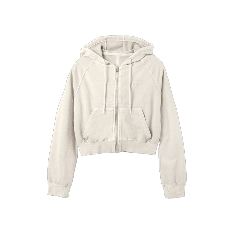 MEOVV [REFURB] Dance Practice ₩¥$ DYED CROPPED ZIP-UP HOODIE (Beige)