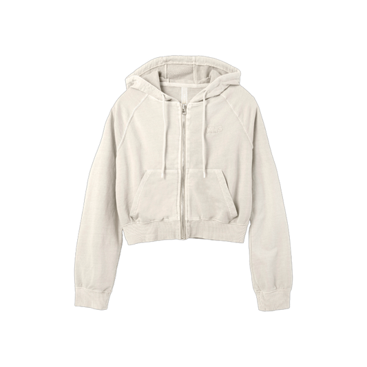 MEOVV [REFURB] Dance Practice ₩¥$ DYED CROPPED ZIP-UP HOODIE (Beige)