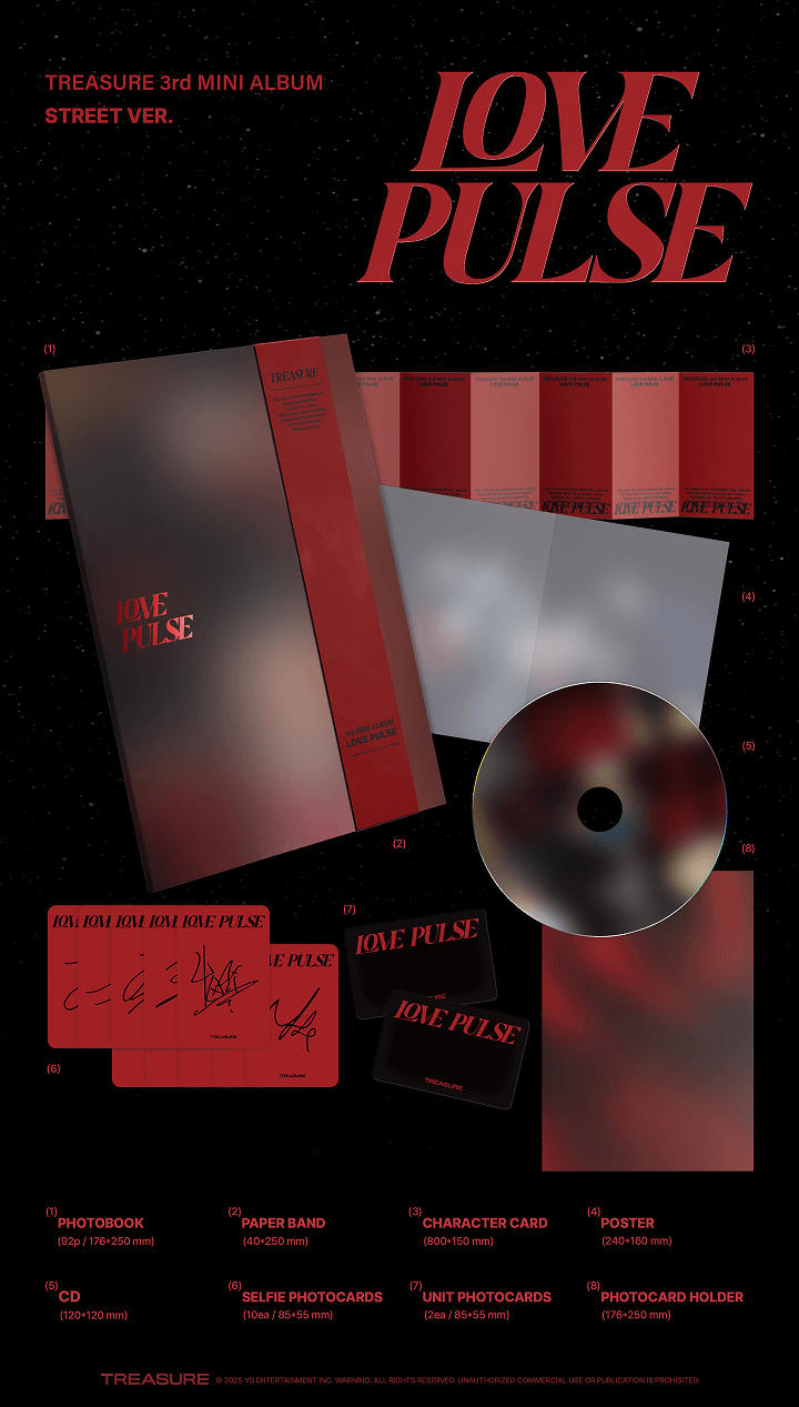 TREASURE 3rd MINI ALBUM [LOVE PULSE] METAL & STREET & ROCKCHIC VER. (Set)