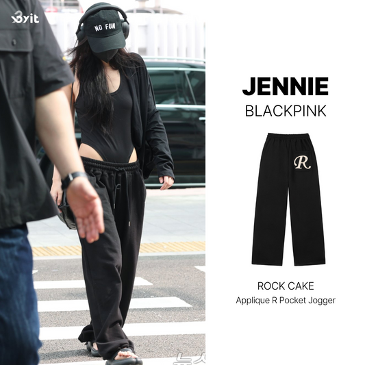 ROCKCAKE -Applique R Pocket Jogger_Black (JENNIE Wear)