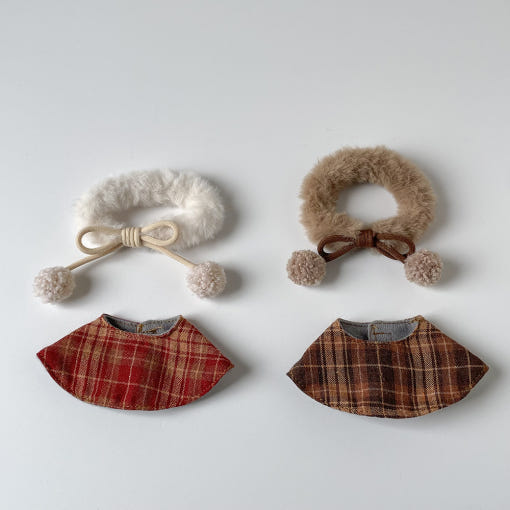 10cm Plush Doll Clothes – Checkered Mini Cape