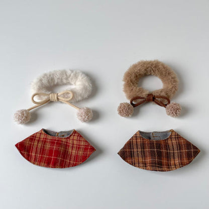 10cm Plush Doll Clothes – Checkered Mini Cape
