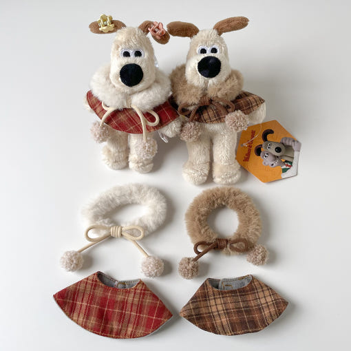 10cm Plush Doll Clothes – Checkered Mini Cape