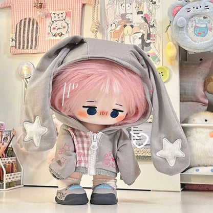 20cm Plush Doll Clothes – Bunny Ear Hoodie for Plush Dolls