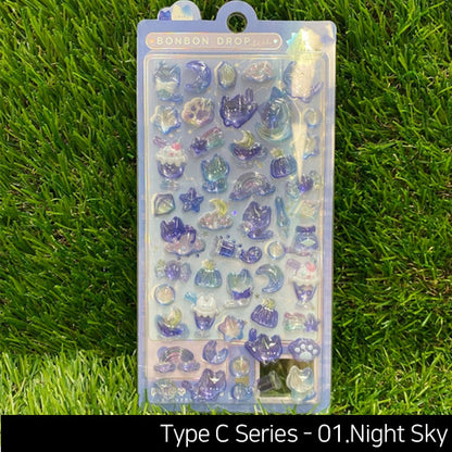 BonBon 3D Transparent Water Drop Deco Diy Stickers Type C Series