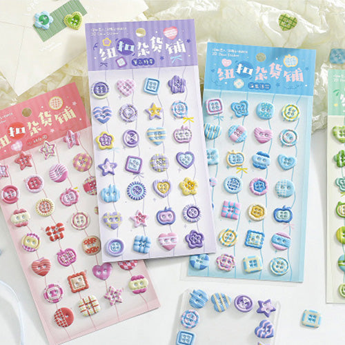 BUTTON 3D Stereoscopic Photocards DIY Deco Stickers