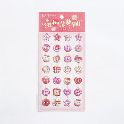 BUTTON 3D Stereoscopic Photocards DIY Deco Stickers