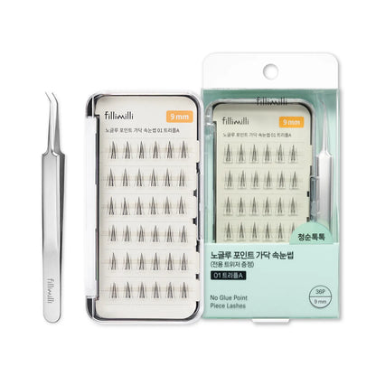 Fillimilli No Glue Point Piece Lashes 01 TRIPLE A / 02 TRIPLE V (+Tweezers)