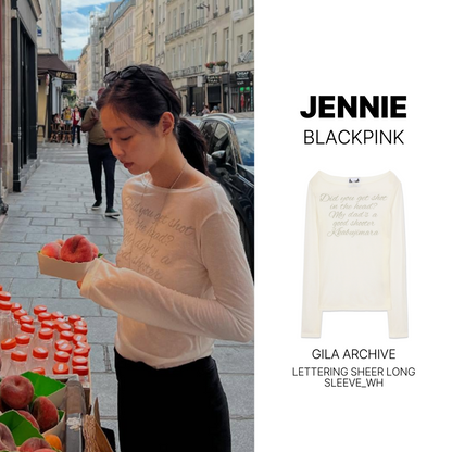 Gila Archive - Lettering Sheer Long Sleeve_WH (JENNIE Wear)